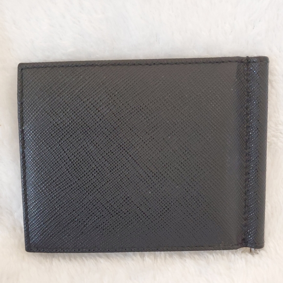 Prada Saffiano Men's Black Card Case with Money Clip - Picture 2 of 10